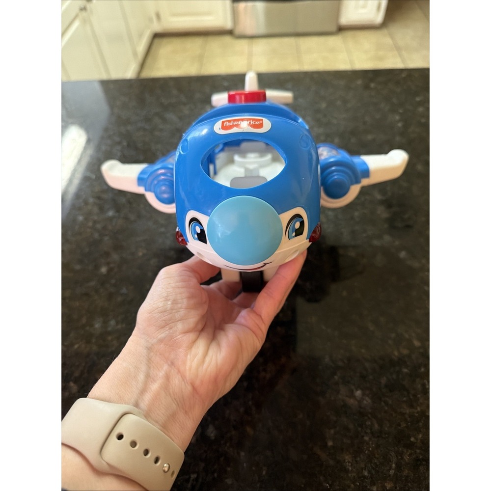 Fisher Price Little People Airplane Blue Plane Toy Airport Lights Sounds Toddler